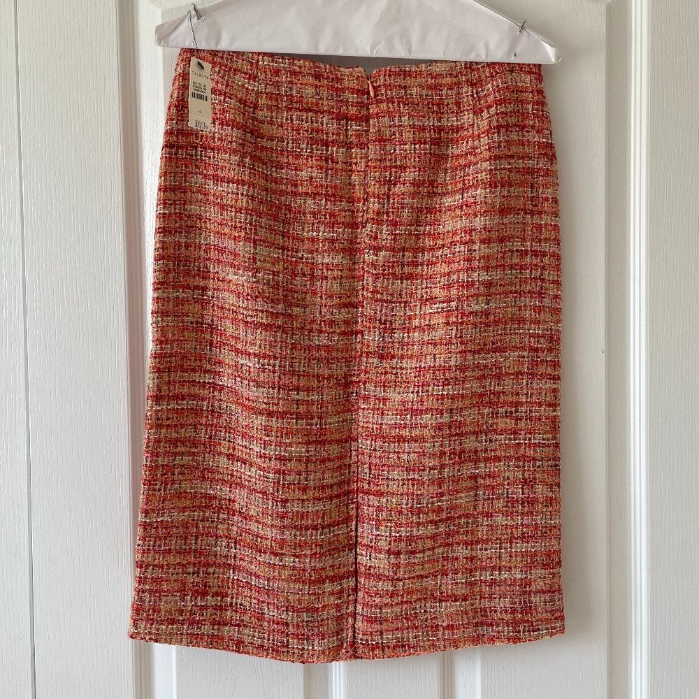 Talbots Red and Pink Tweed Pencil Skirt Size 4 - BNWT
